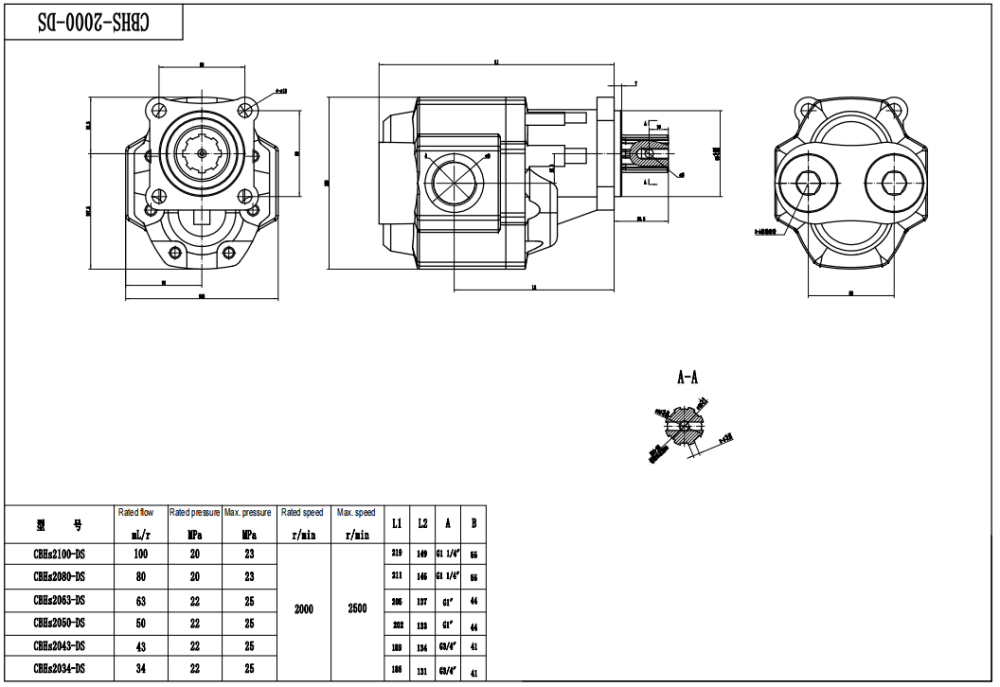 CBHST1-ISO-80 80 cm³/kierros Hydraulinen hammaspyöräpumppu drawing image