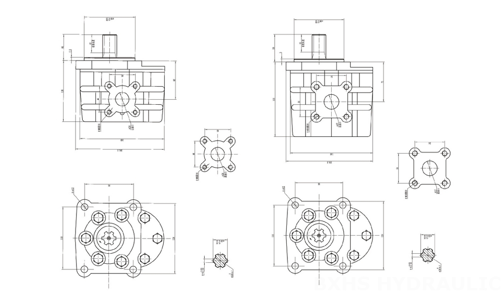 NSH-10 10 cm³/kierros Hydraulinen hammaspyöräpumppu drawing image