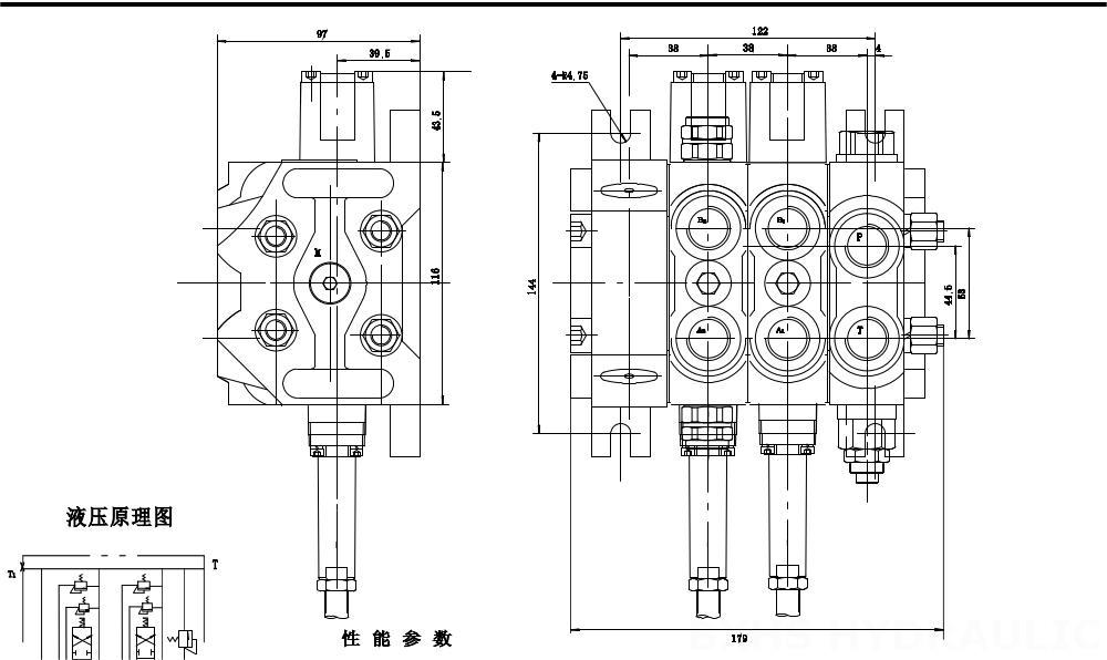 DCV60 Kaapeli 3 jakajaa Suuntaventtiili drawing image