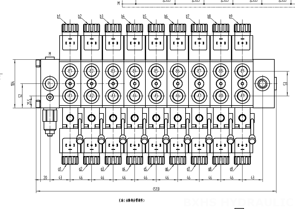 DCV58 Solenoidi 9 jakajaa Suuntaventtiili drawing image