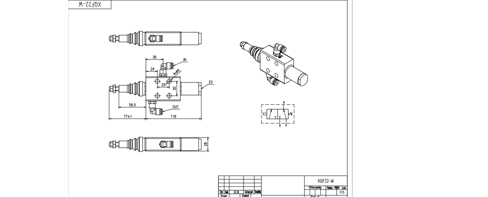 XQF-22W Pneumattinen 1 jakaja Monoblokki suuntaventtiili drawing image