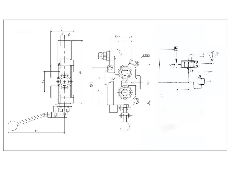 P81 Manuaalinen 1 jakaja Tukkijakoventtiili drawing image