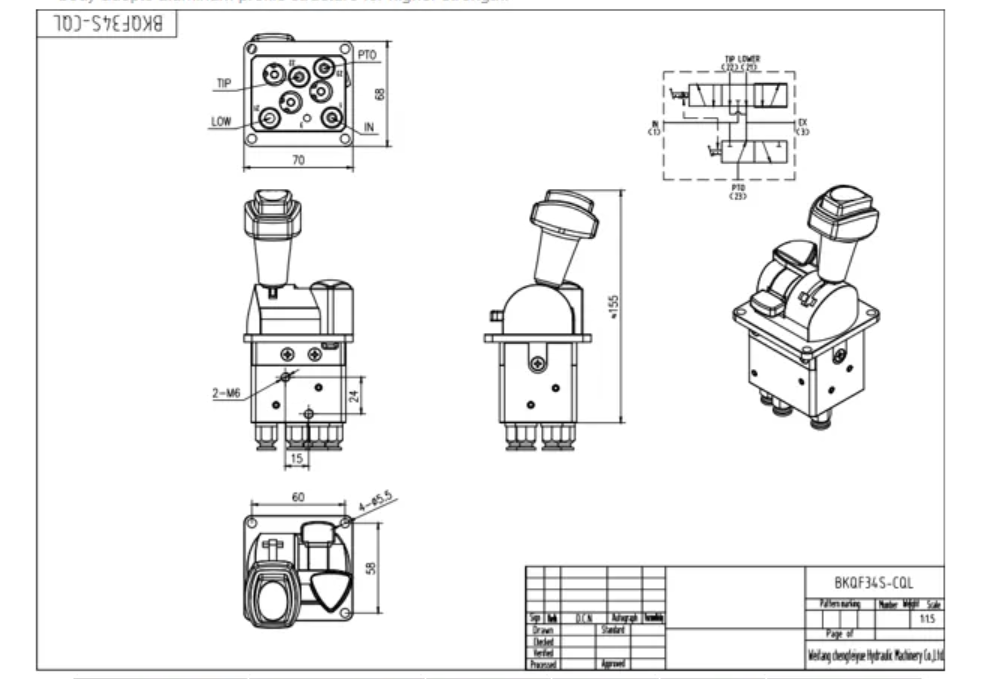 BKQF34S-CQL Pneumattinen 1 jakaja Pneumatiikkaventtiili drawing image