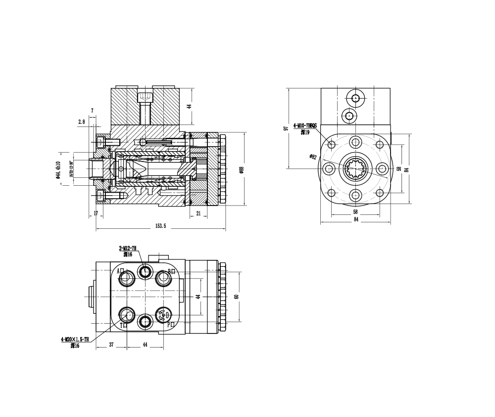 BZZ1-E160B 160 ml/kierros 12 l/min Ohjausyksikkö drawing image