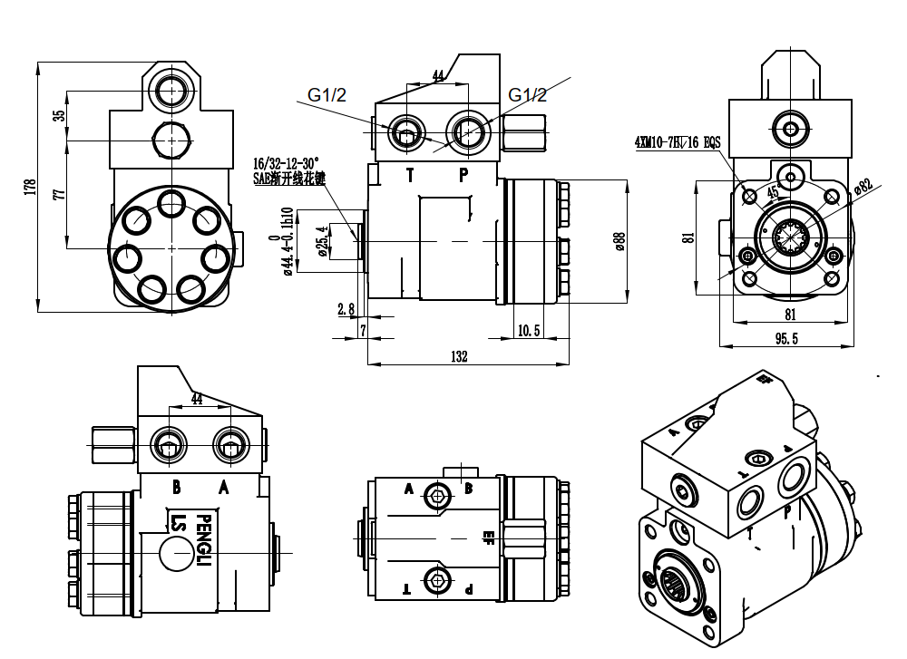 101S-5T-100-PV80 100 ml/kierros 10 l/min Ohjausyksikkö drawing image