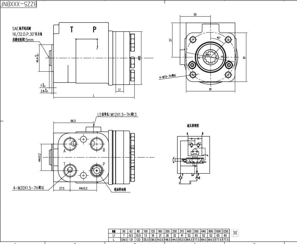 BZZ5-E100BKF 100 ml/kierros 7,5 l/min Ohjausyksikkö drawing image