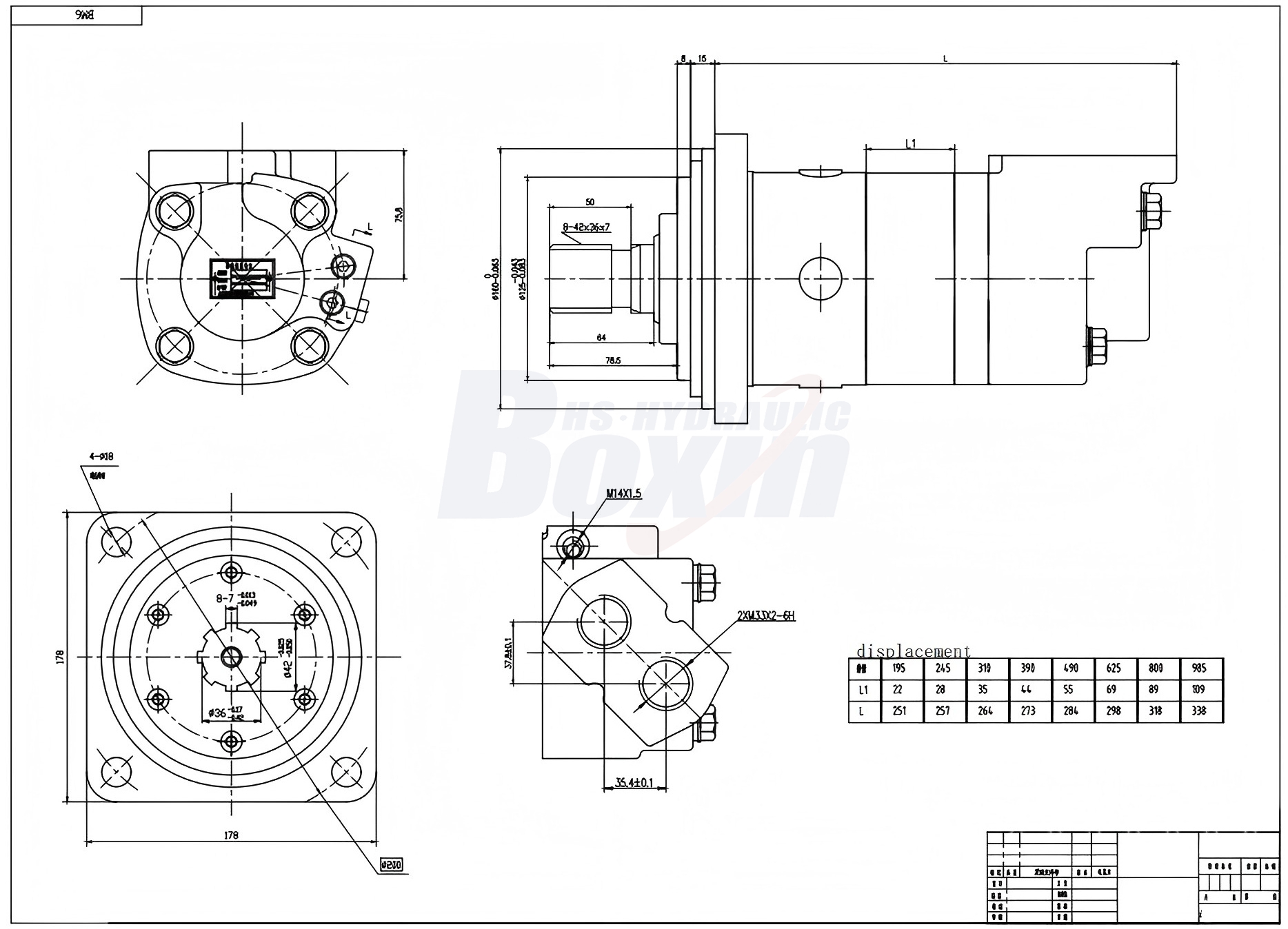 BM6-sykloidihydraulimoottori-2 245 cm³/r 150 l/min Hydraulimoottori drawing image