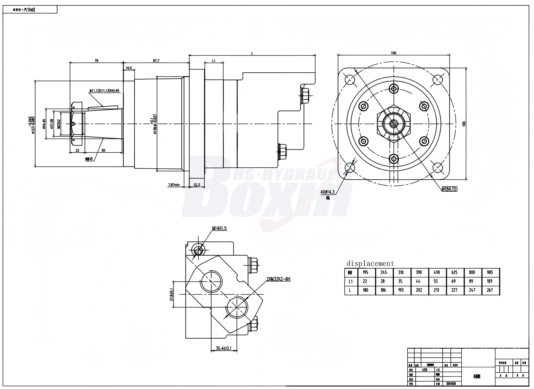 BM6W-sykloidihydraulimoottori 310 cm³/r 150 l/min Hydraulimoottori drawing image