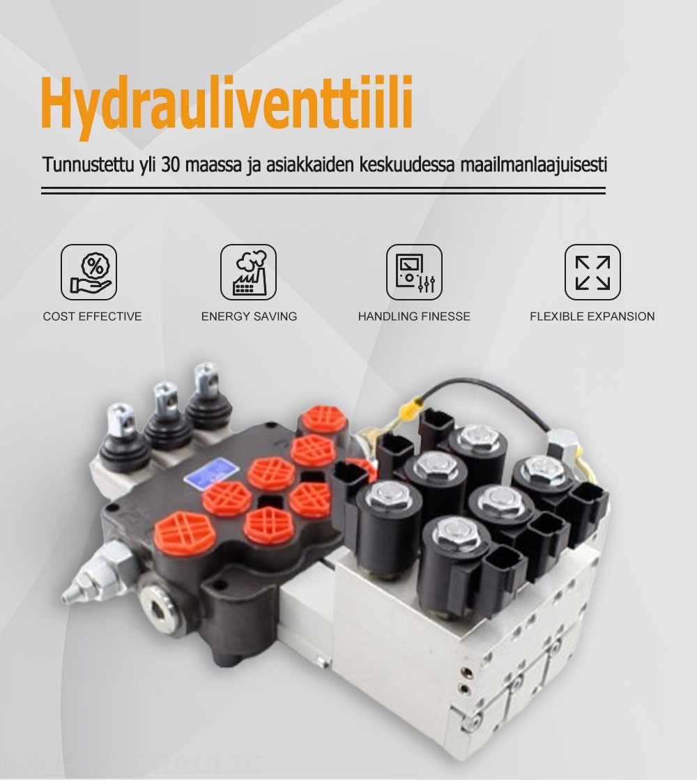 P80 Elektrohydraulinen 3 jakajaa Monoblokki suuntaventtiili